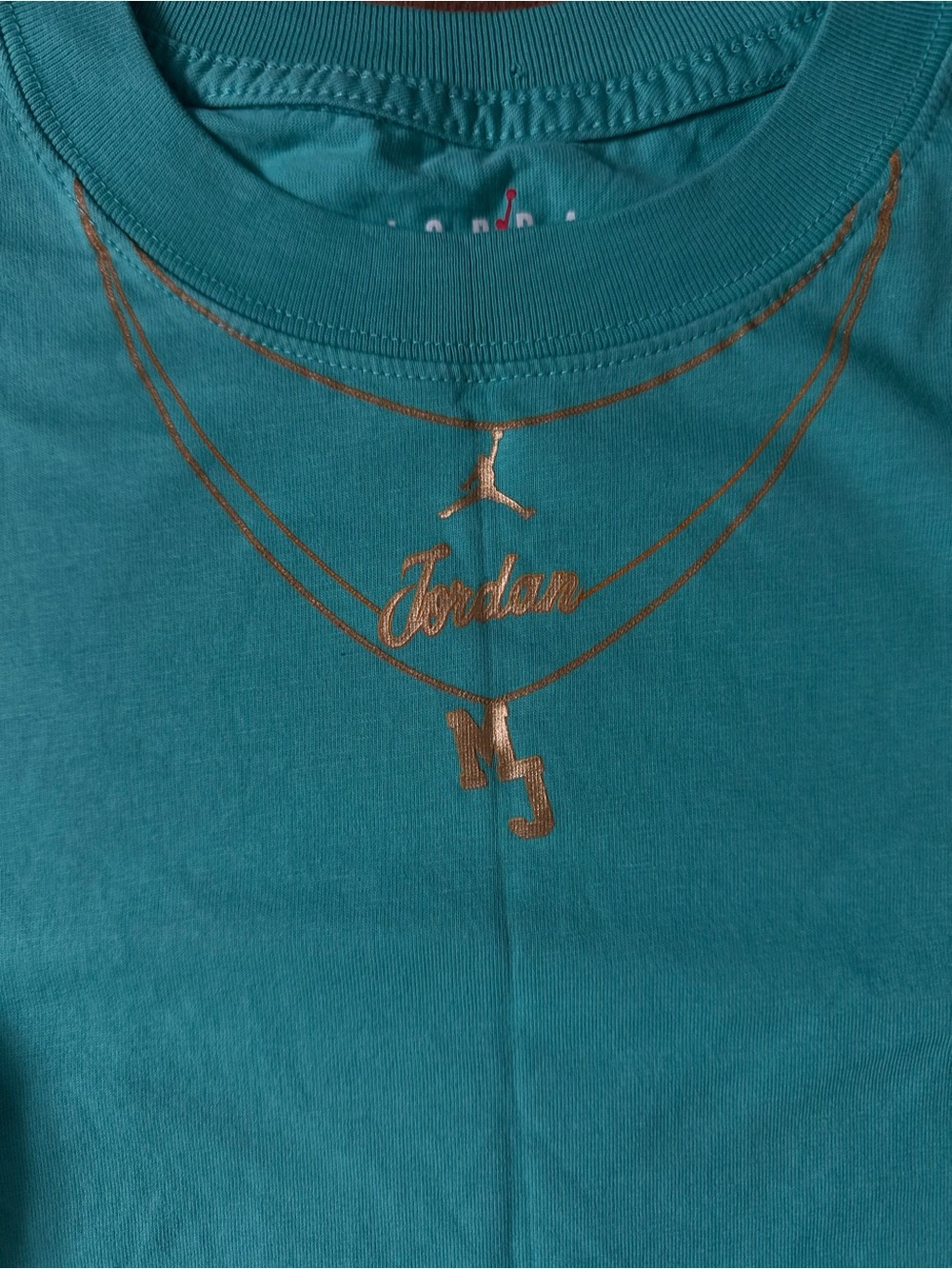 Jordan Mint Graphic Tee with Gold Necklace Print - Picture 2 of 4
